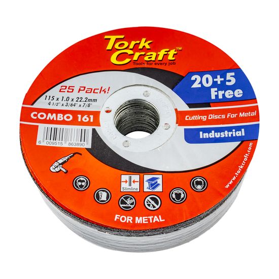 20 + 5 Free Cutting Disc Industrial Metal 115 X 1.0 X 22.2 Mm